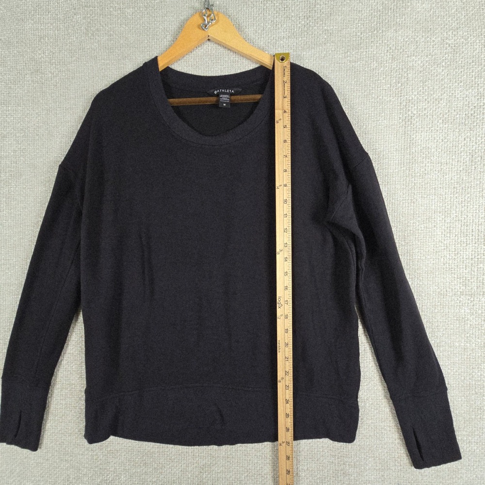 Athleta Coaster Luxe Sweatshirt Black Modal Blend Thumbhole Pullover Womens M - Picture 3 of 11